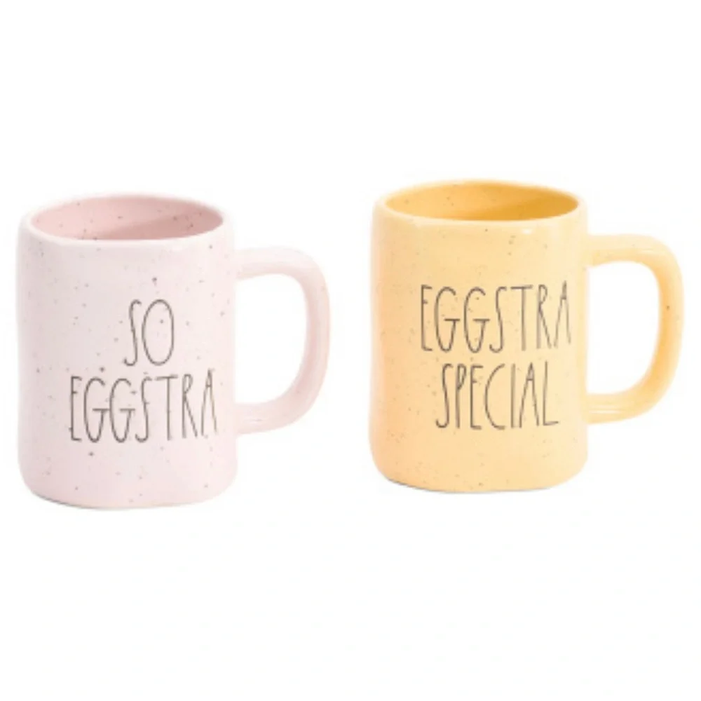 🐣 Rae Dunn Mug Set “SO EGGSTRA SPECIAL” Easter Yellow Pink - Picture 2 of 8
